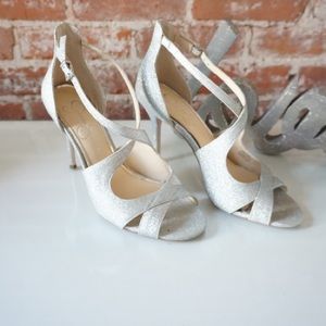Jessica Simpson Averie Silver Sparkle Sandals